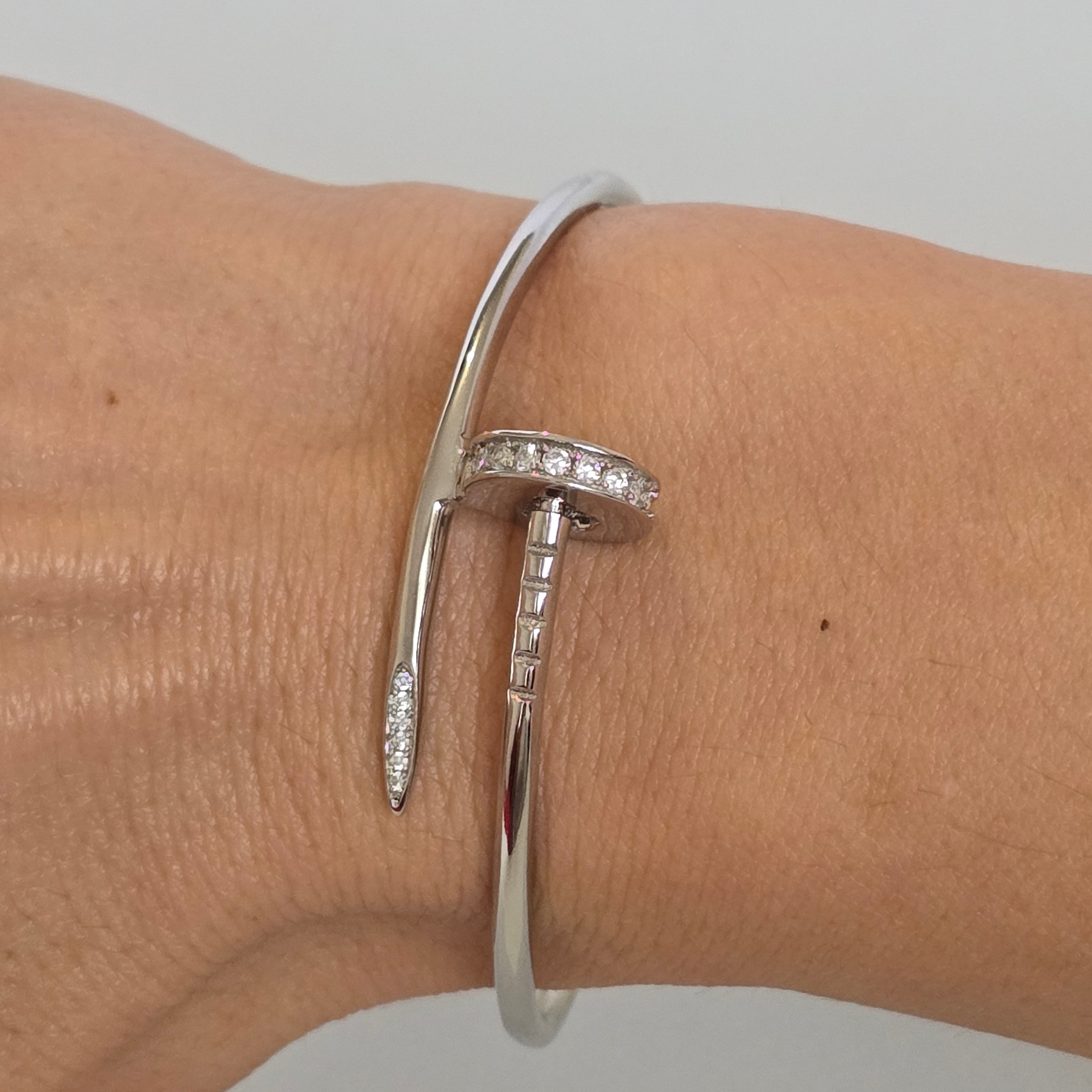 925 Silver Nail Bracelet with Zircons