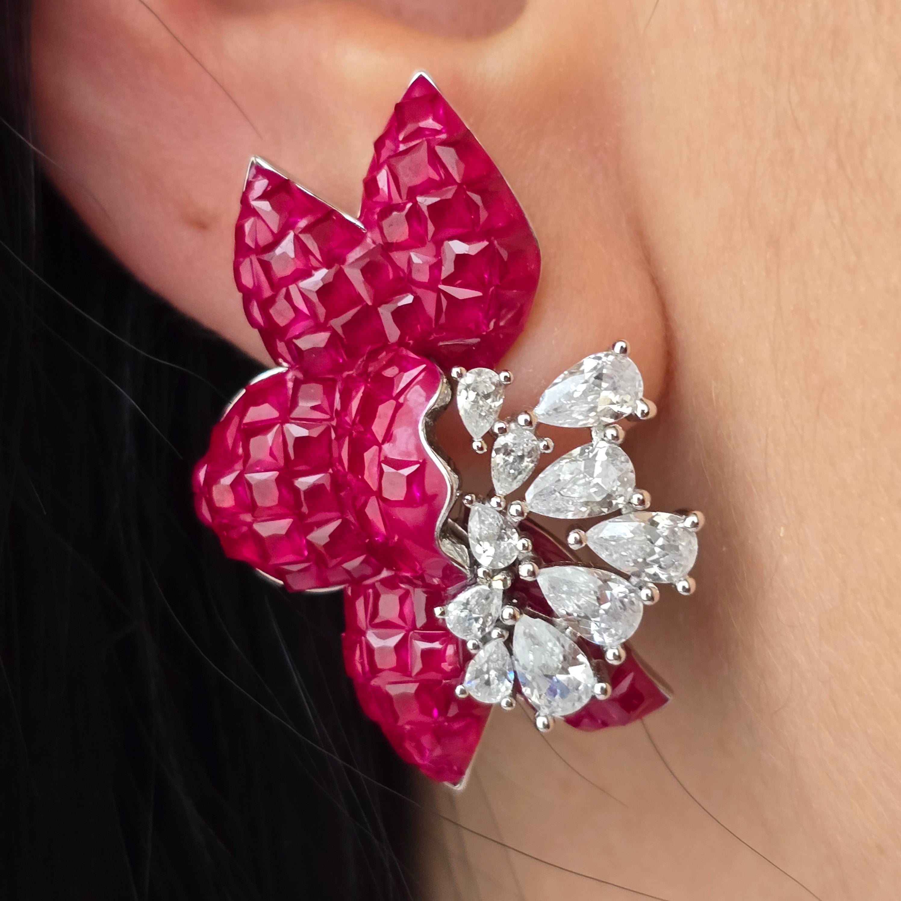 Night Orchid Earrings in 925 Silver with Purple Stones and Zircons