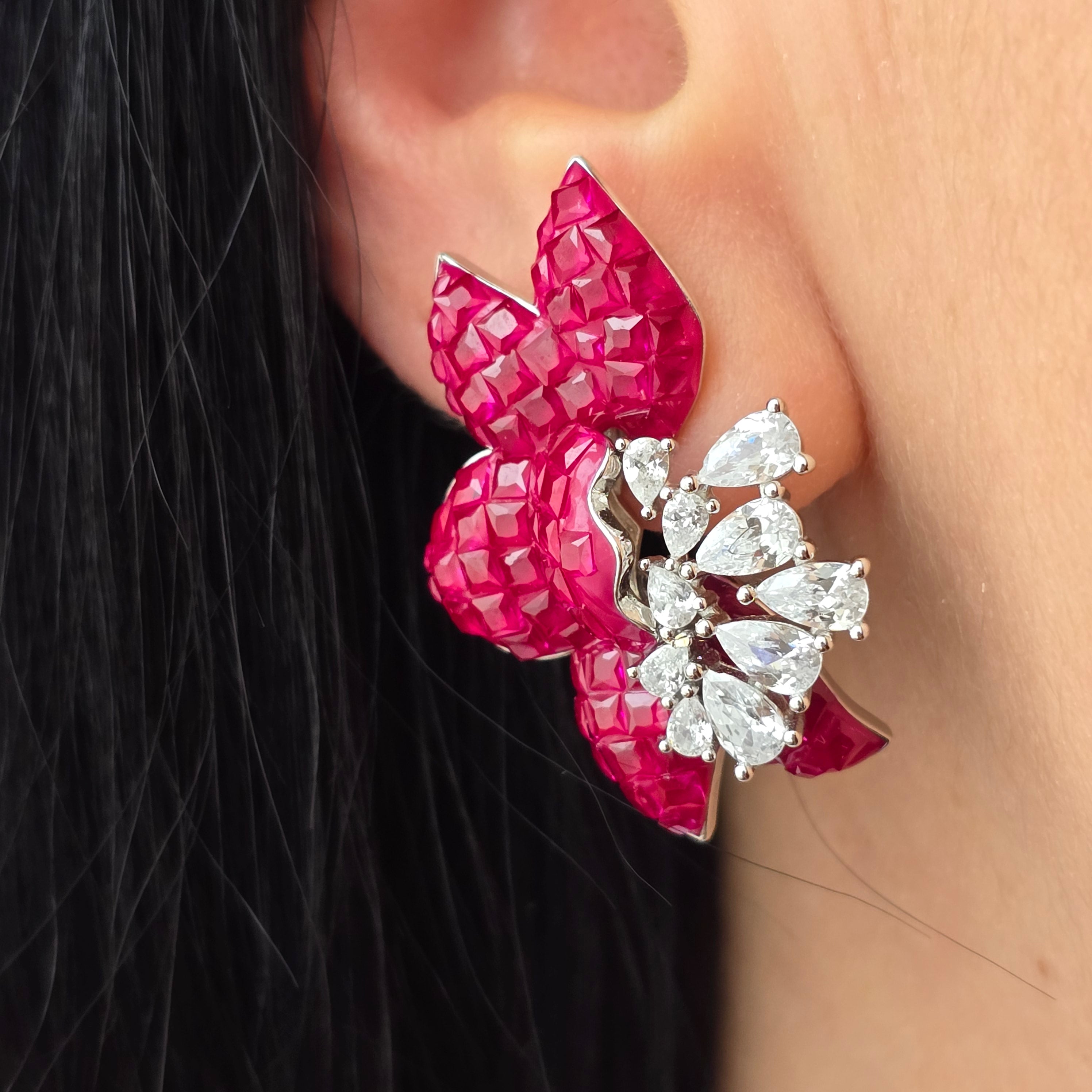 Night Orchid Earrings in 925 Silver with Purple Stones and Zircons