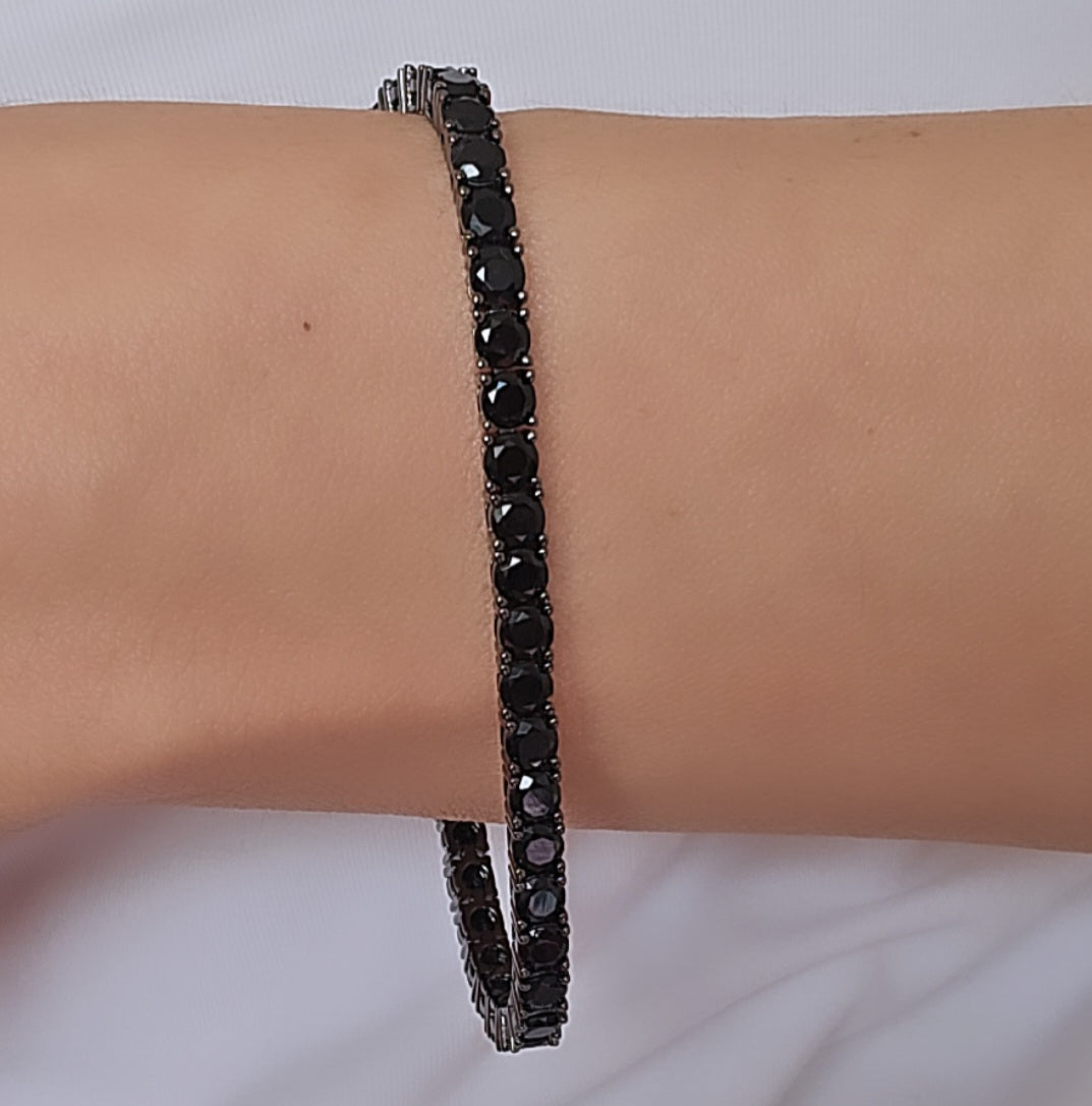 Black Tennis Bracelet in 925 Silver with Cubic Zirconia