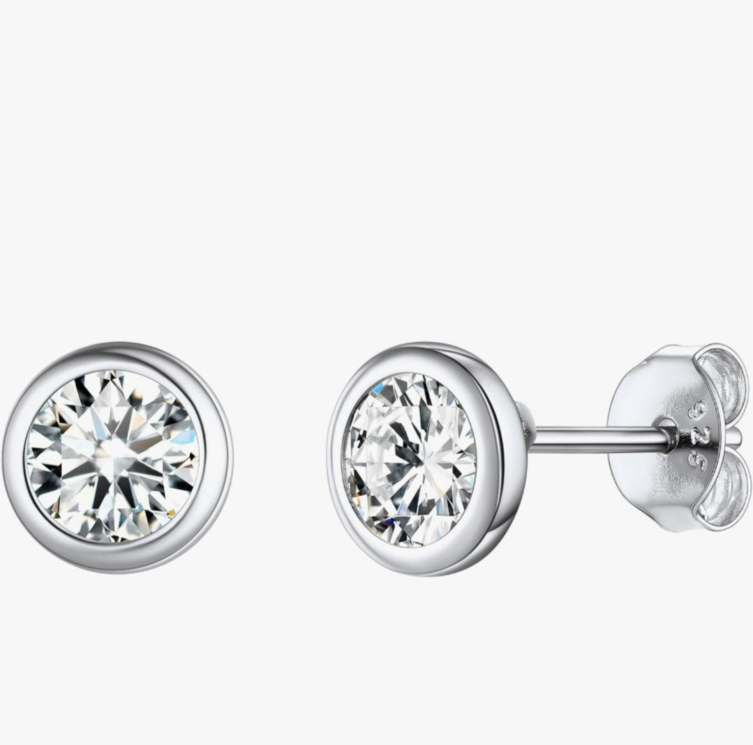 Orecchini a lobo Argento 925 con zircone 5 mm