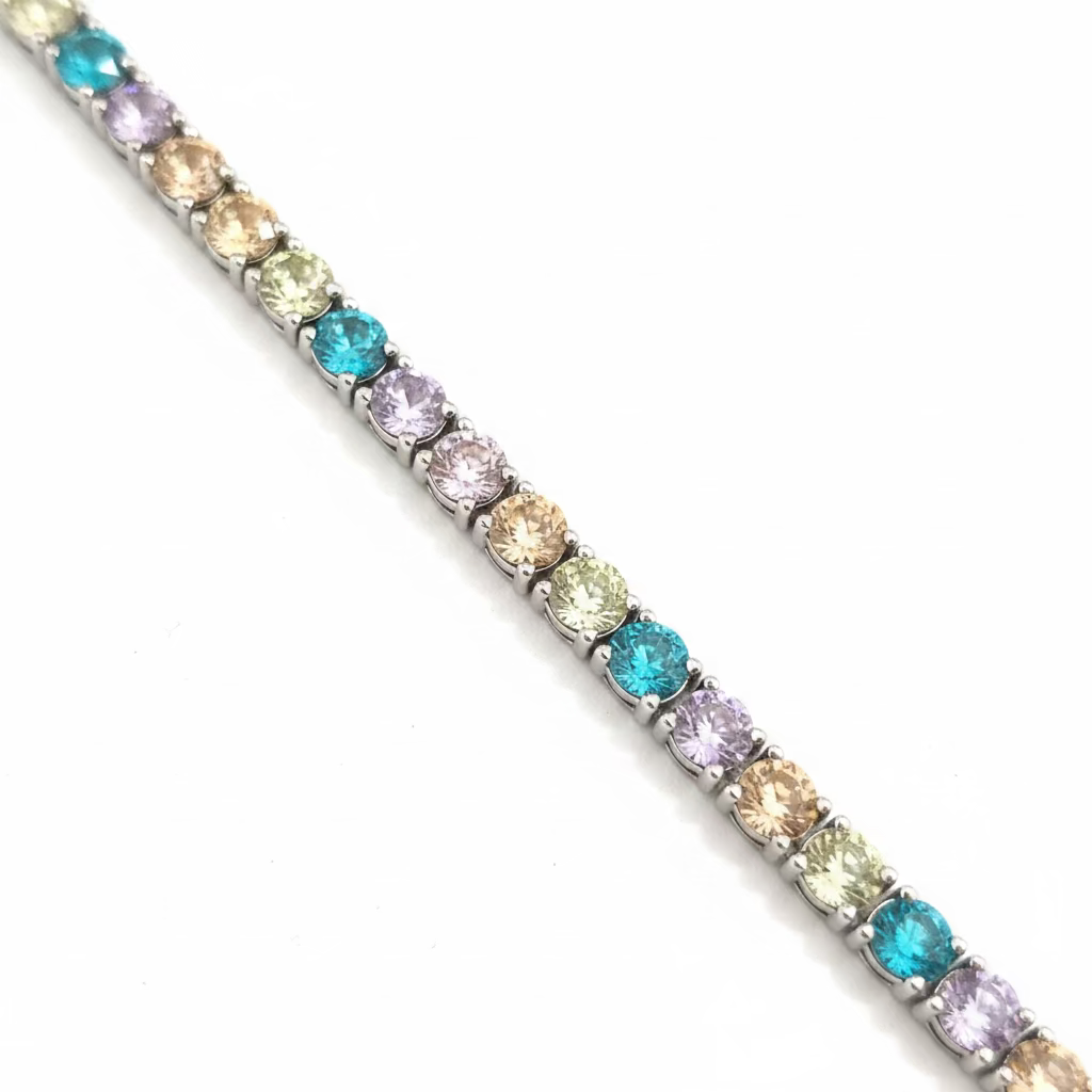 Bracciale Tennis in Argento 925 Rainbow con Zirconi Multicolor da 3mm