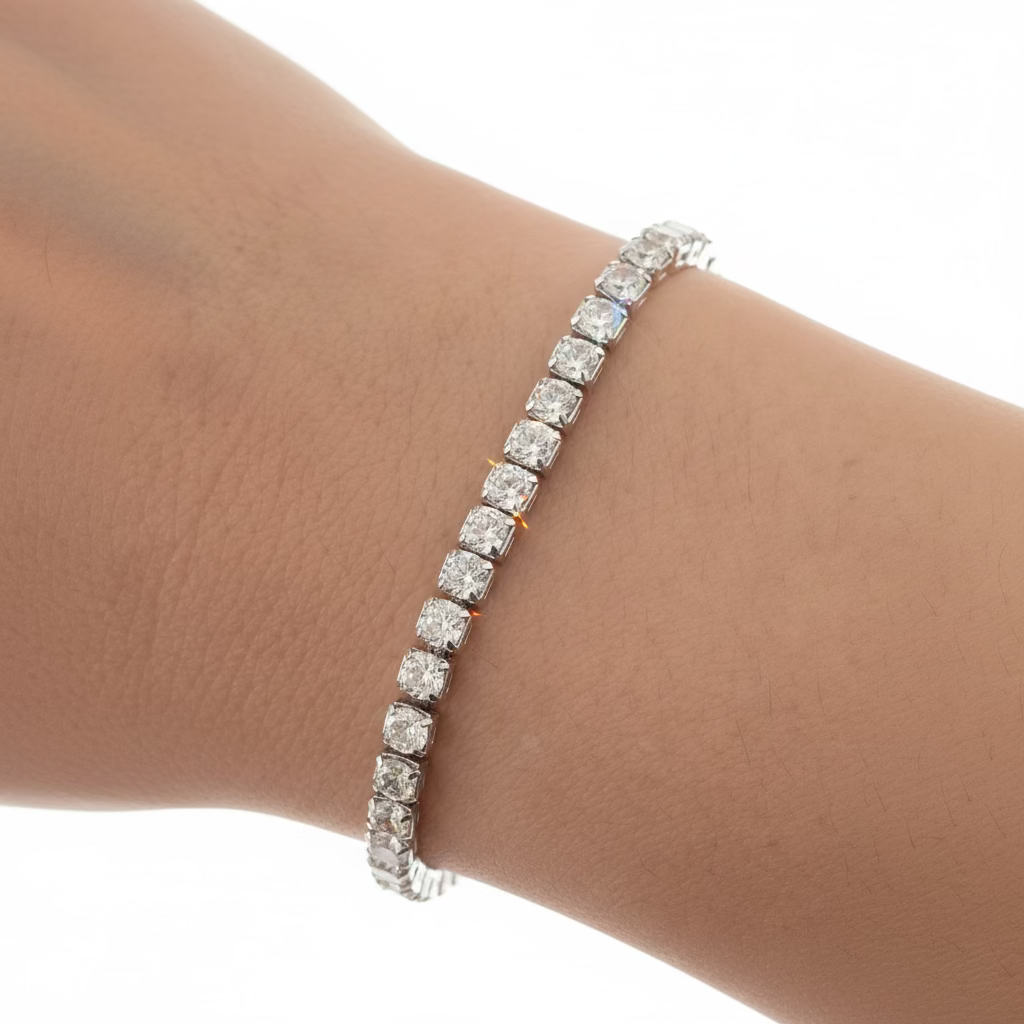 Bracciale Tennis Regolabile in Argento 925 con Zirconi da 3mm (16+4cm)