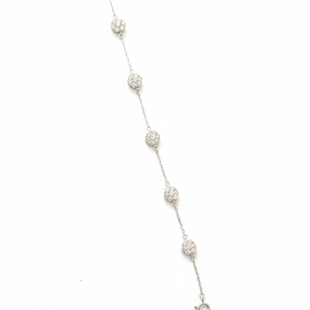 Bracciale 5 Fiori di Luce in Argento 925 e Zirconi Bianchi