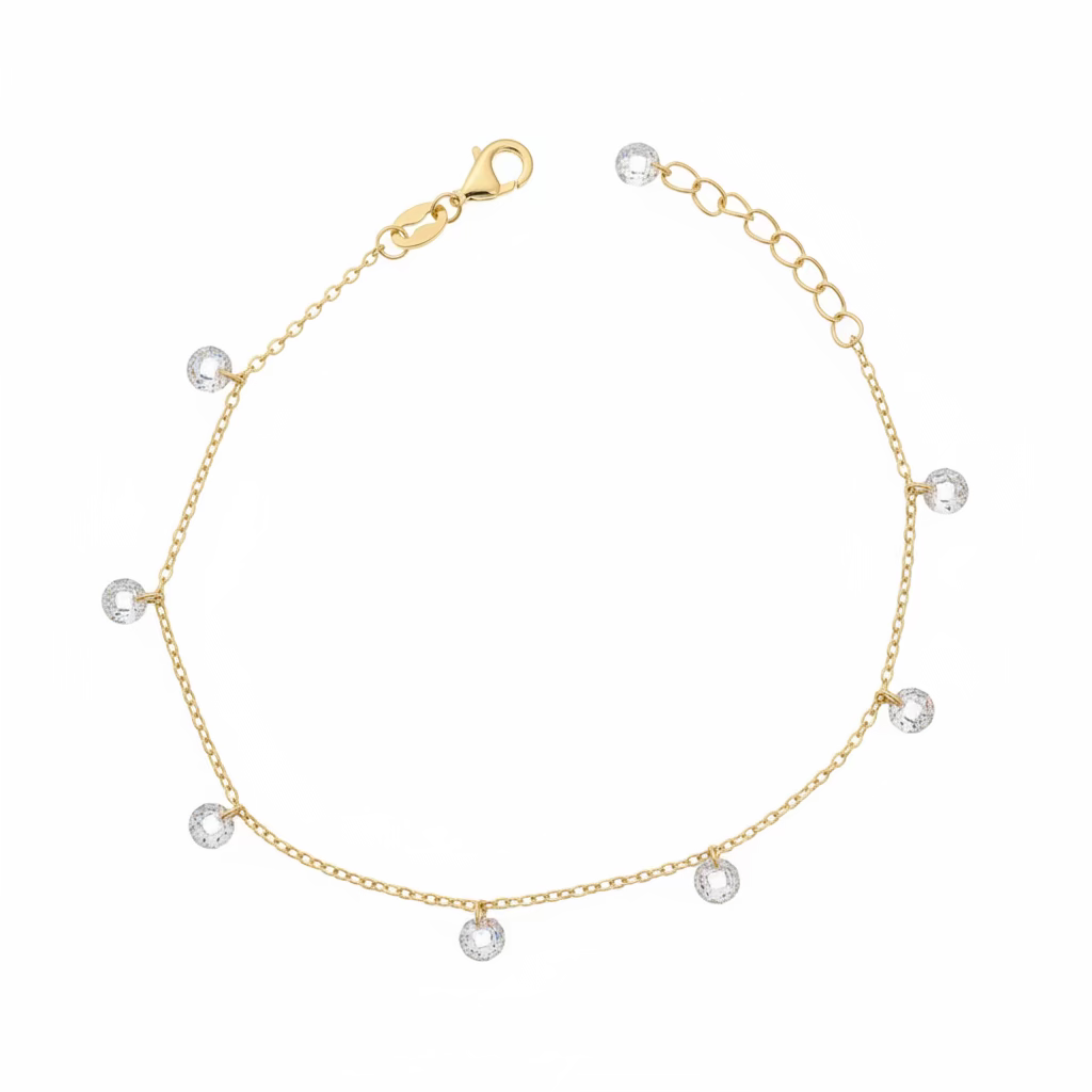 Bracciale Shaker "Gocce di Luce" in Argento 925 con Cristalli Pendenti