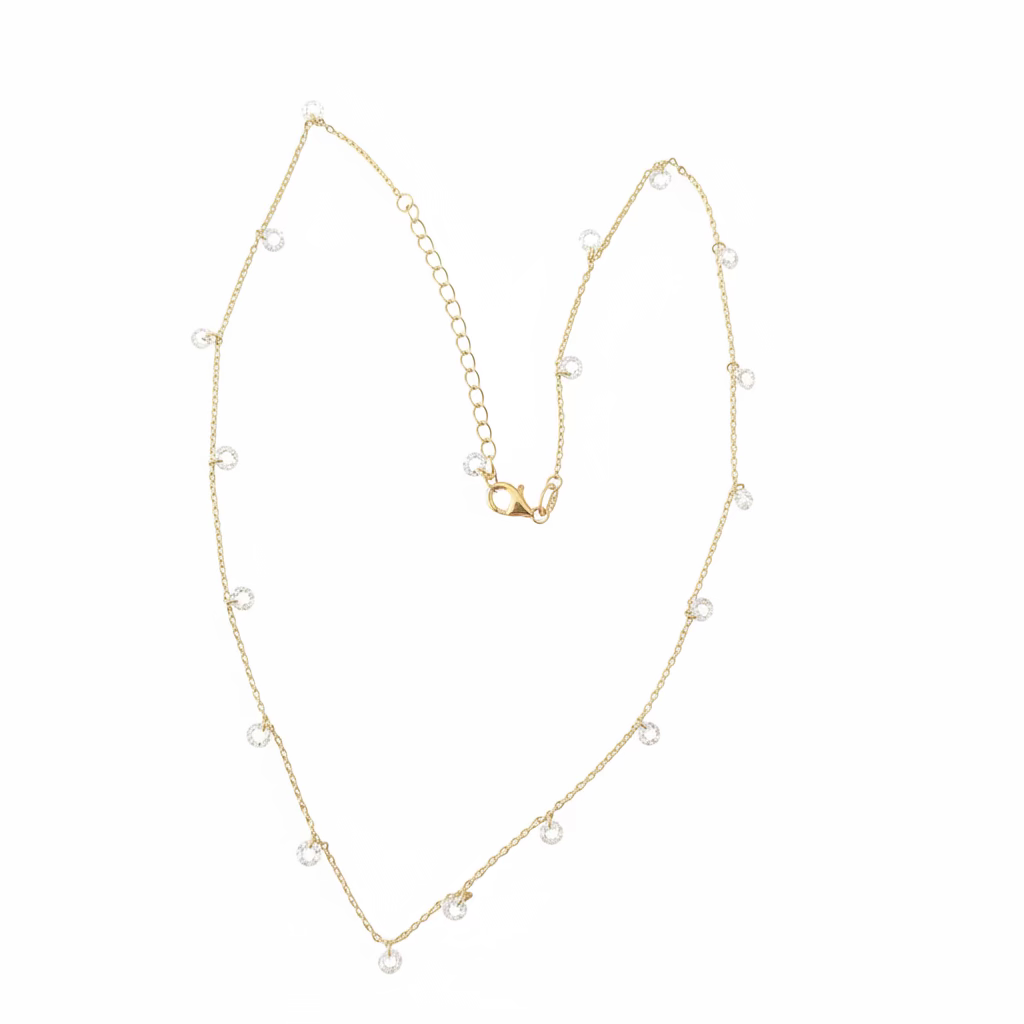 Collana Shaker "Gocce di Luce" in Argento 925 Placcato Oro con Cristalli Pendenti