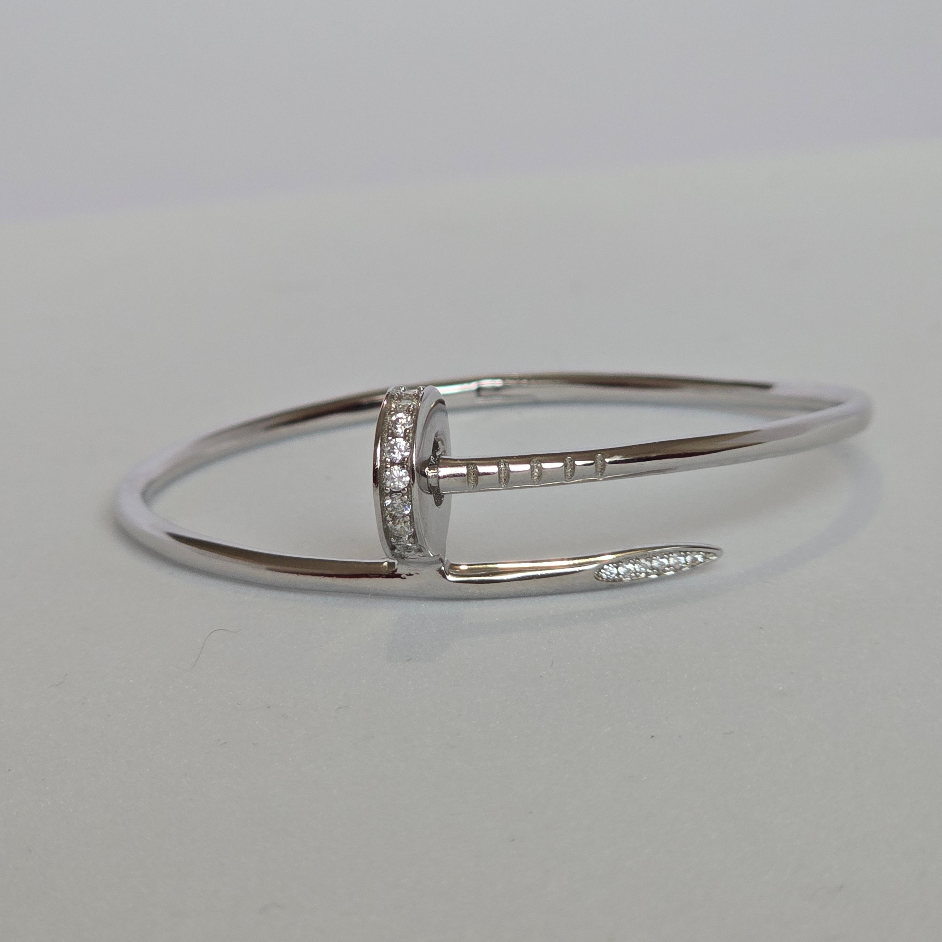 925 Silver Nail Bracelet with Zircons