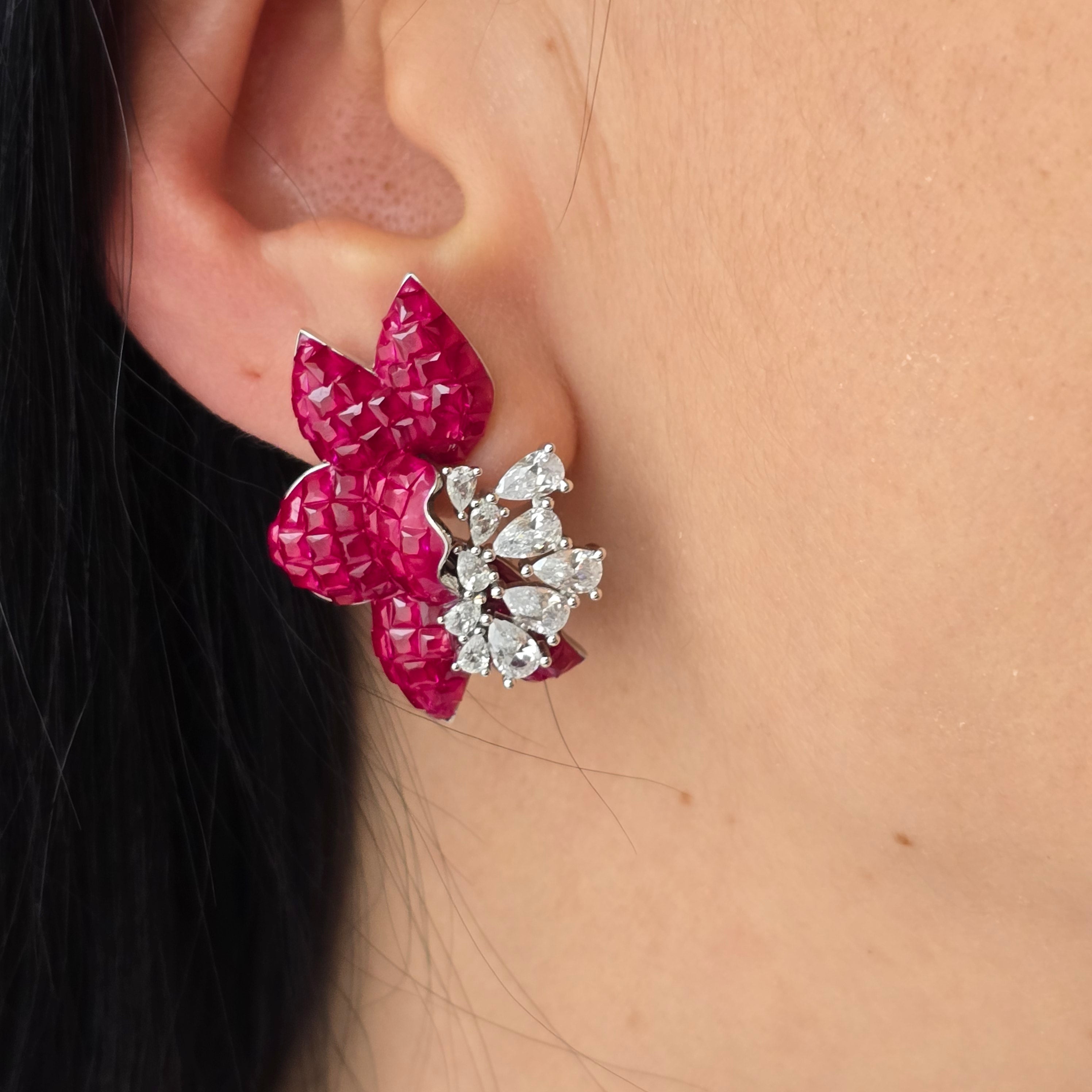 Night Orchid Earrings in 925 Silver with Purple Stones and Zircons