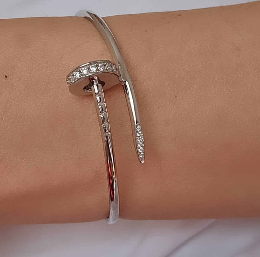 925 Silver Nail Bracelet with Zircons