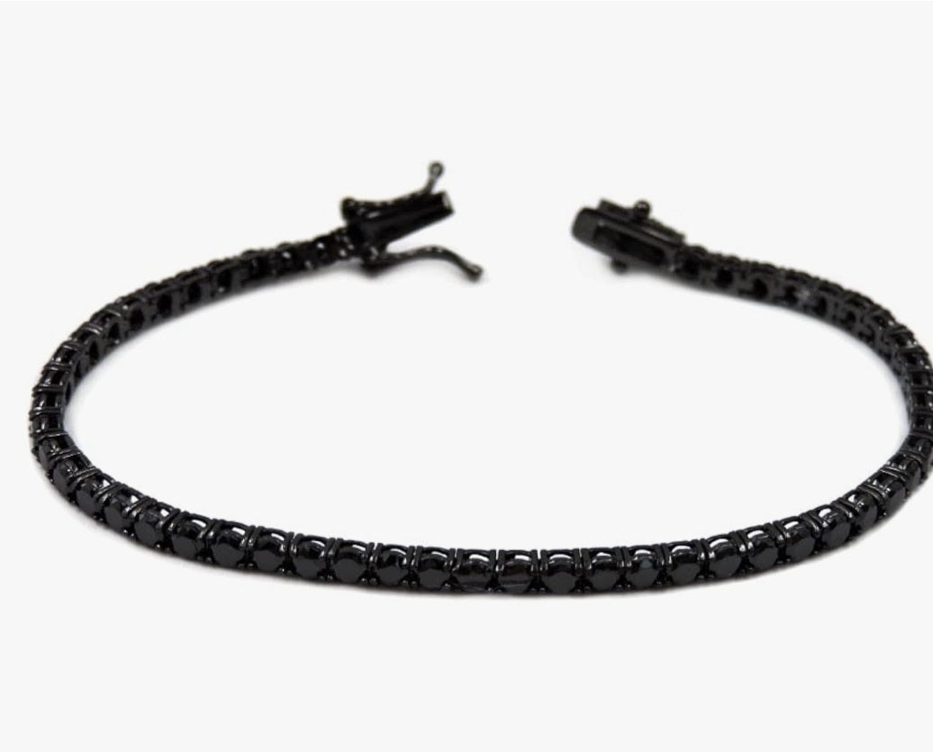 Bracciale Tennis Nero in Argento 925 con Zirconia Cubica