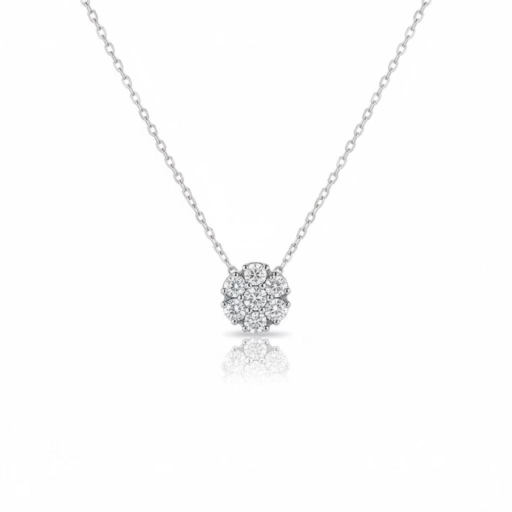 Collana  Fiore di Luce in Argento 925 e Zirconi Bianchi