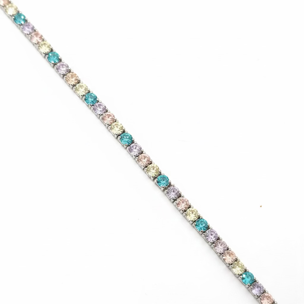 Bracciale Tennis in Argento 925 Rainbow con Zirconi Multicolor da 3mm