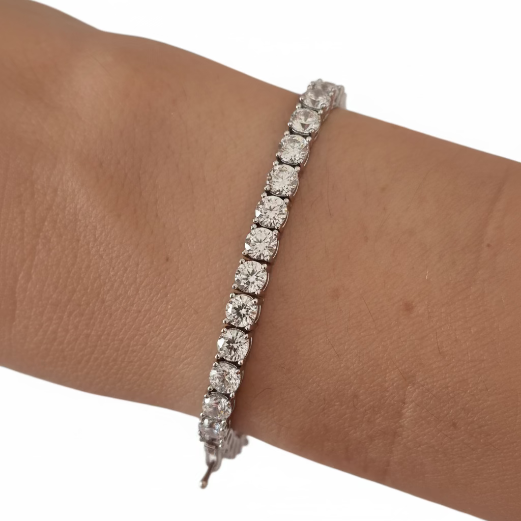 Bracciale Tennis in Argento 925 con Zirconi Rotondi da 4mm