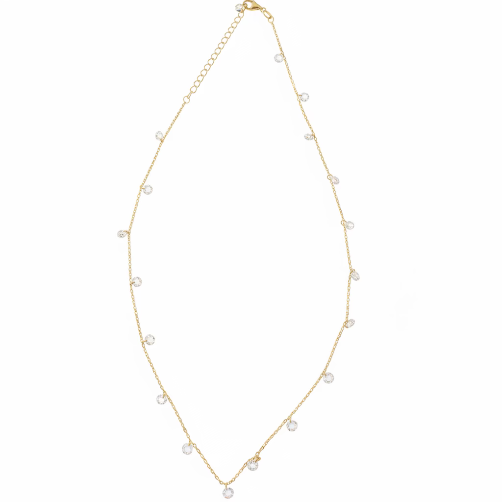 Collana Shaker "Gocce di Luce" in Argento 925 Placcato Oro con Cristalli Pendenti
