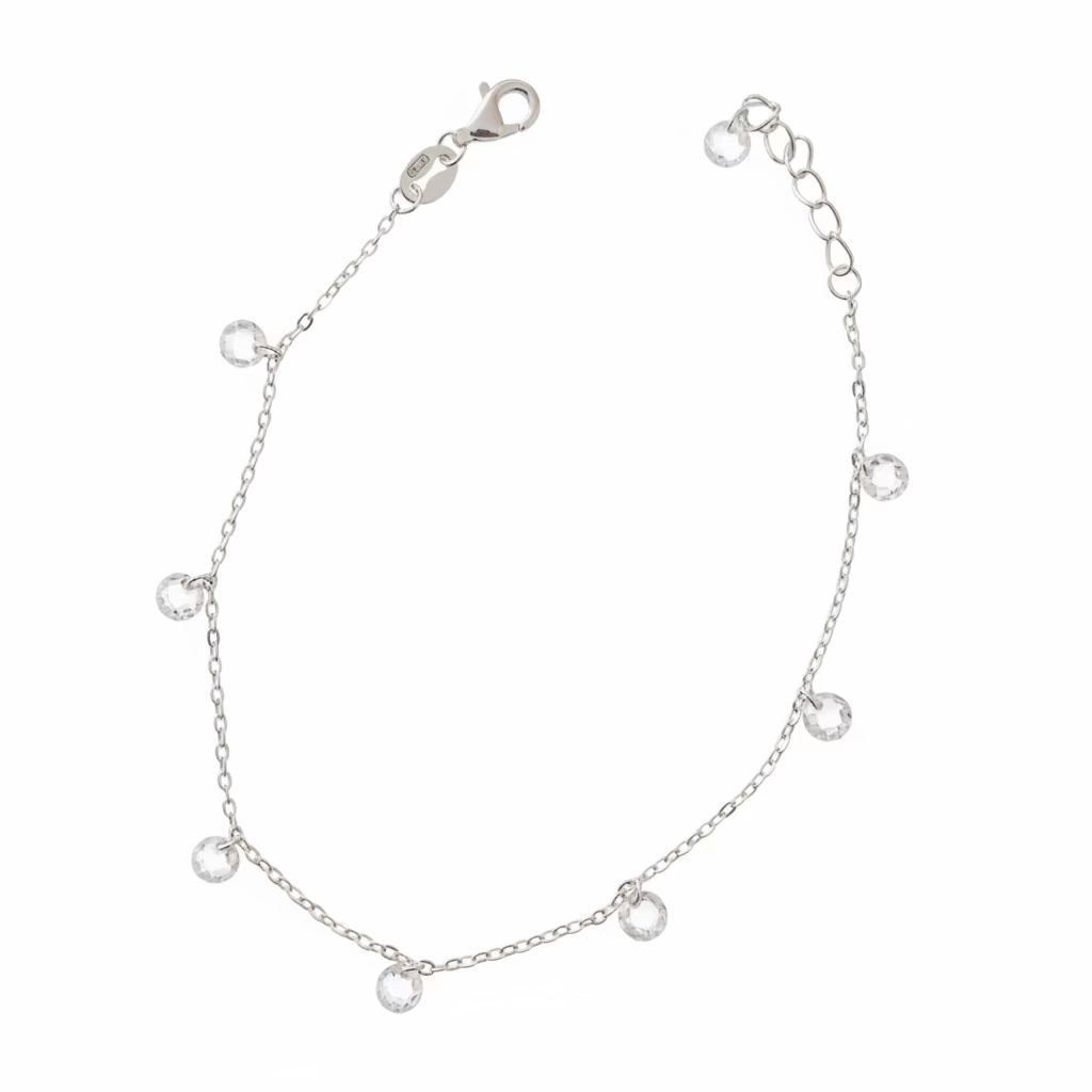 Bracciale Shaker "Gocce di Luce" in Argento 925 con Cristalli Pendenti