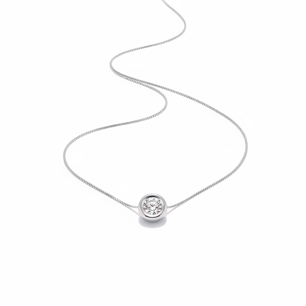 Collana  Punto Luce in Argento 925 con Zircone da 5mm