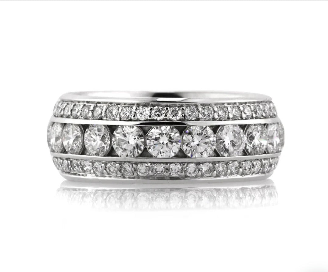 Anello Eternity in Argento 925 con Tre File di Zirconi