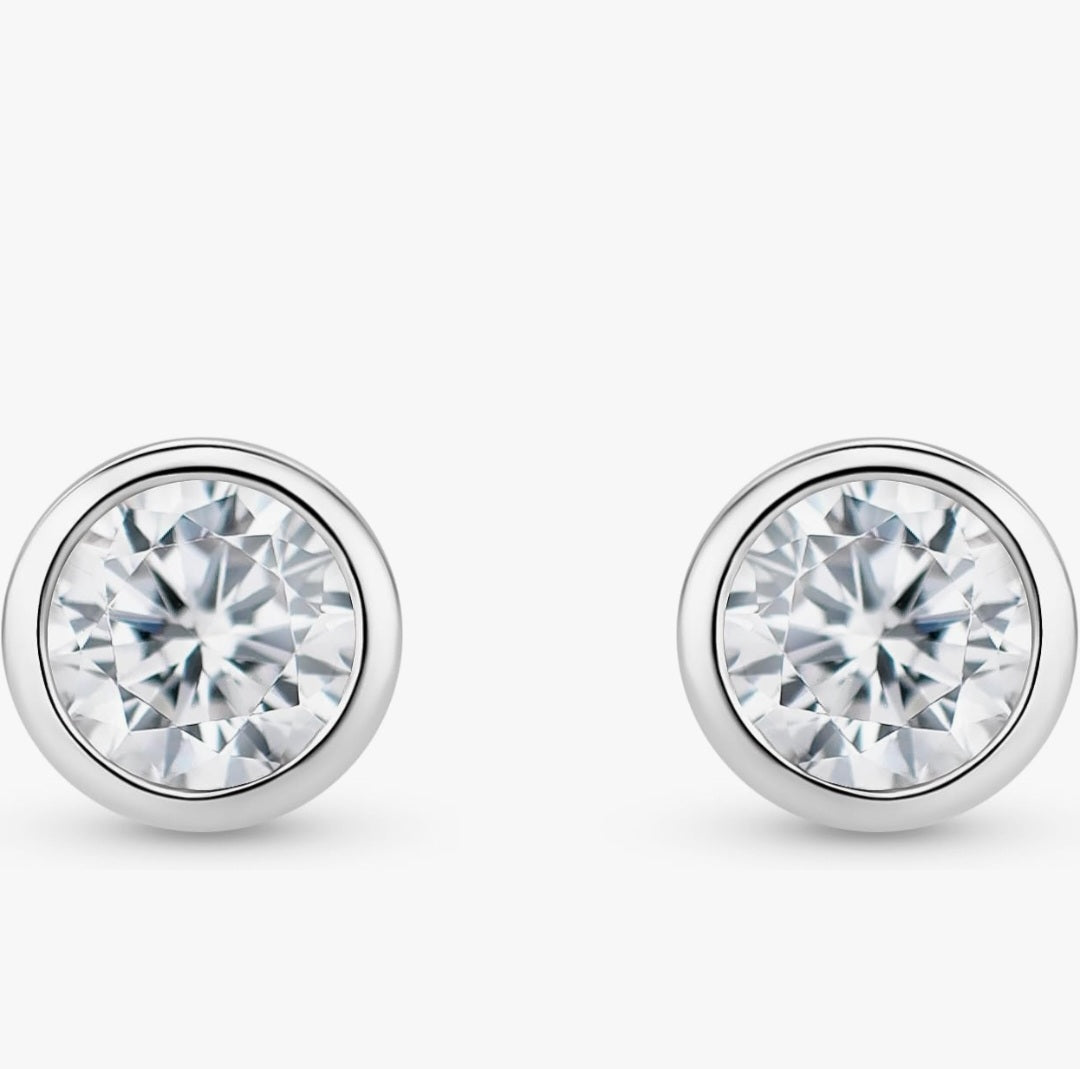 Orecchini a lobo Argento 925 con zircone 5 mm