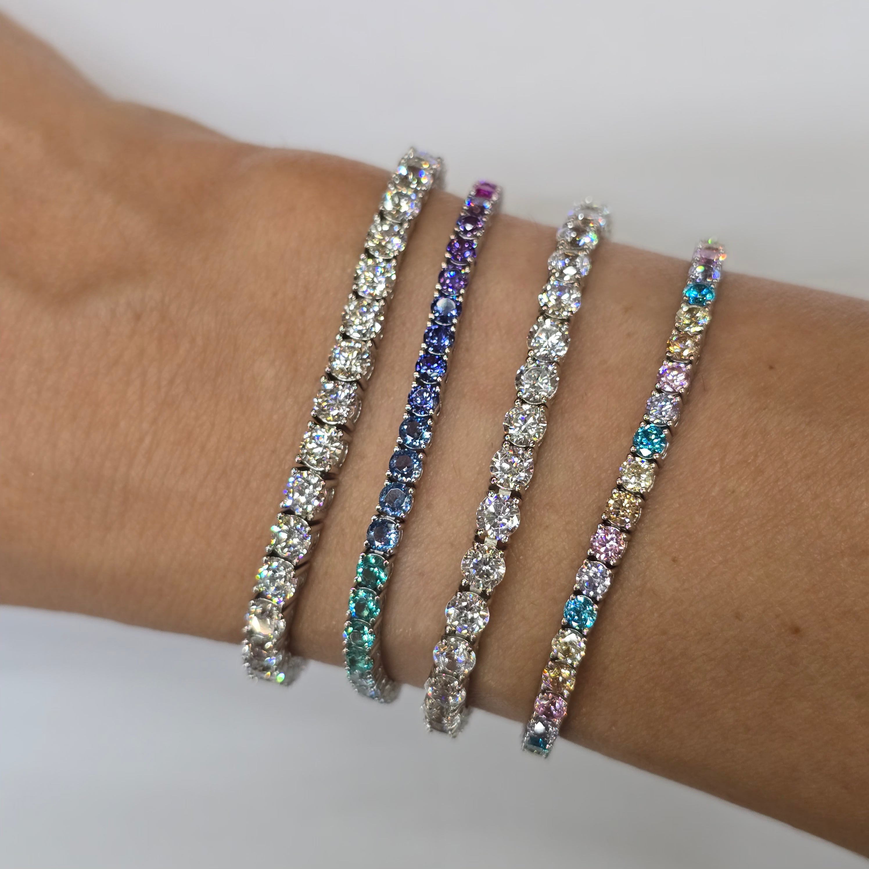 Bracciale Tennis in Argento 925 Rainbow con Zirconi Multicolor da 3mm