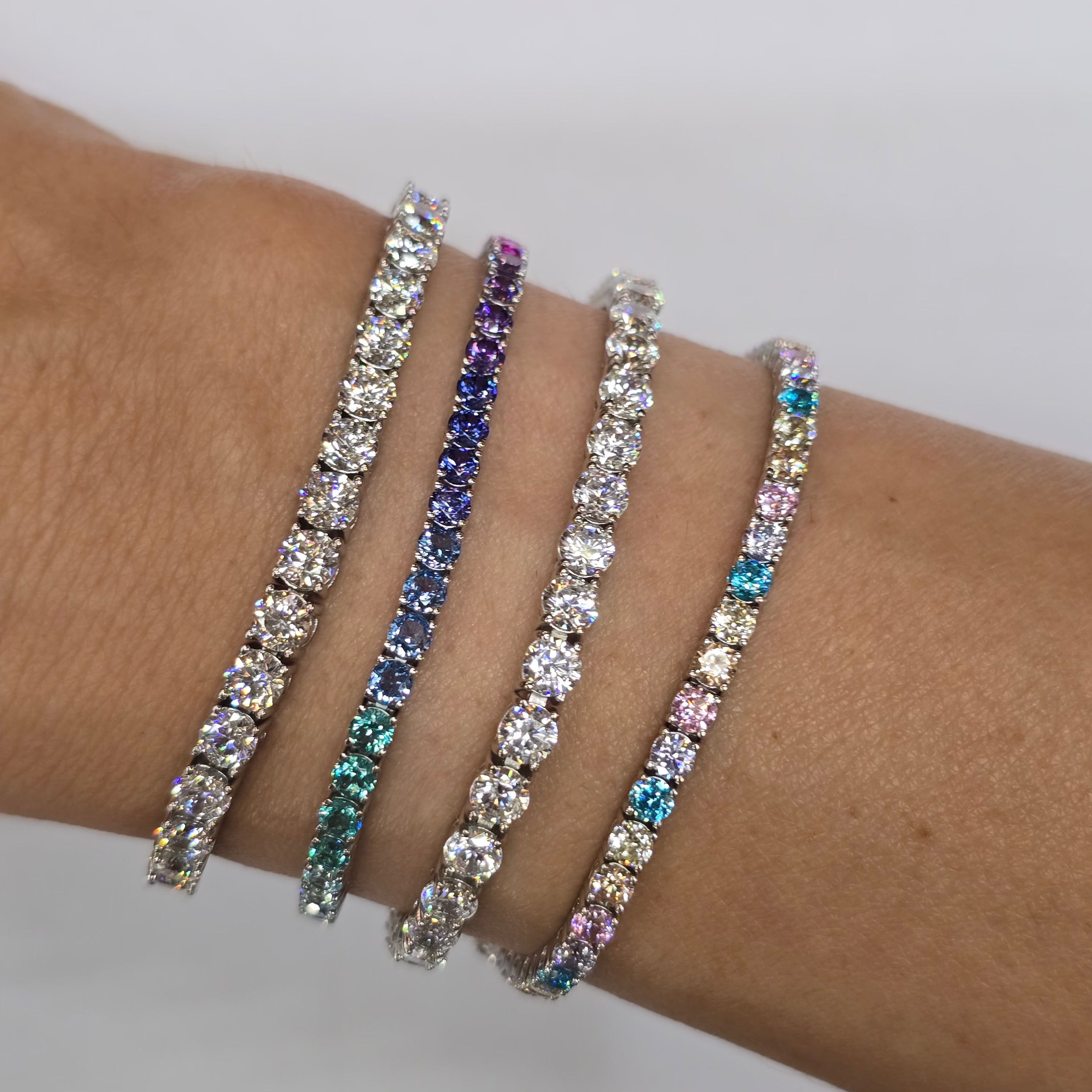 Bracciale Tennis in Argento 925 Rainbow con Zirconi Multicolor da 3mm