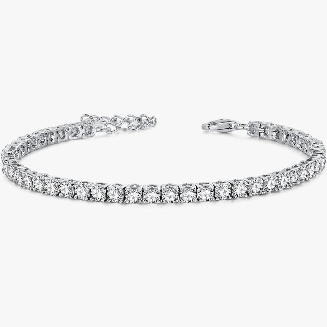 Bracciale Tennis Regolabile in Argento 925 con Zirconi da 3mm (16+4cm)