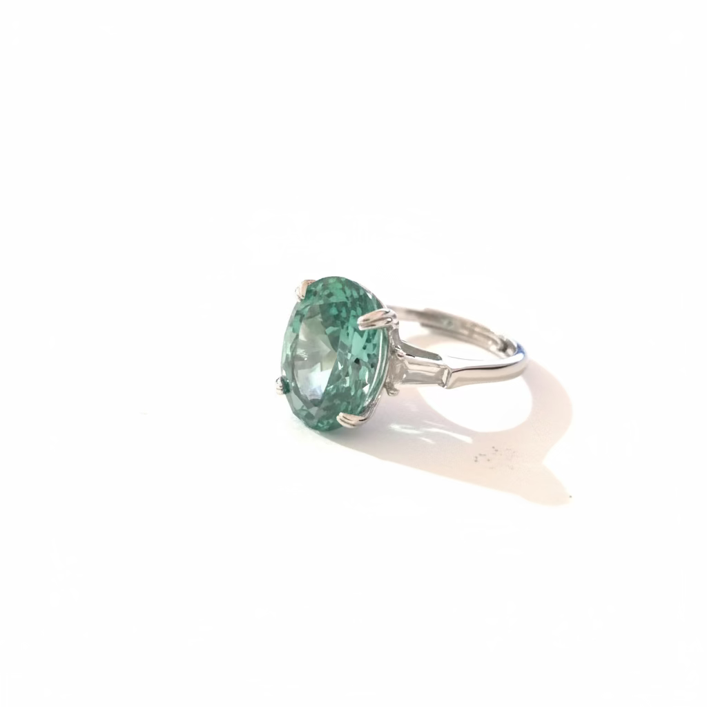 Anello in Argento 925 con Pietra Paraiba Oval di Grandi Dimensioni (10x14mm), Regolabile
