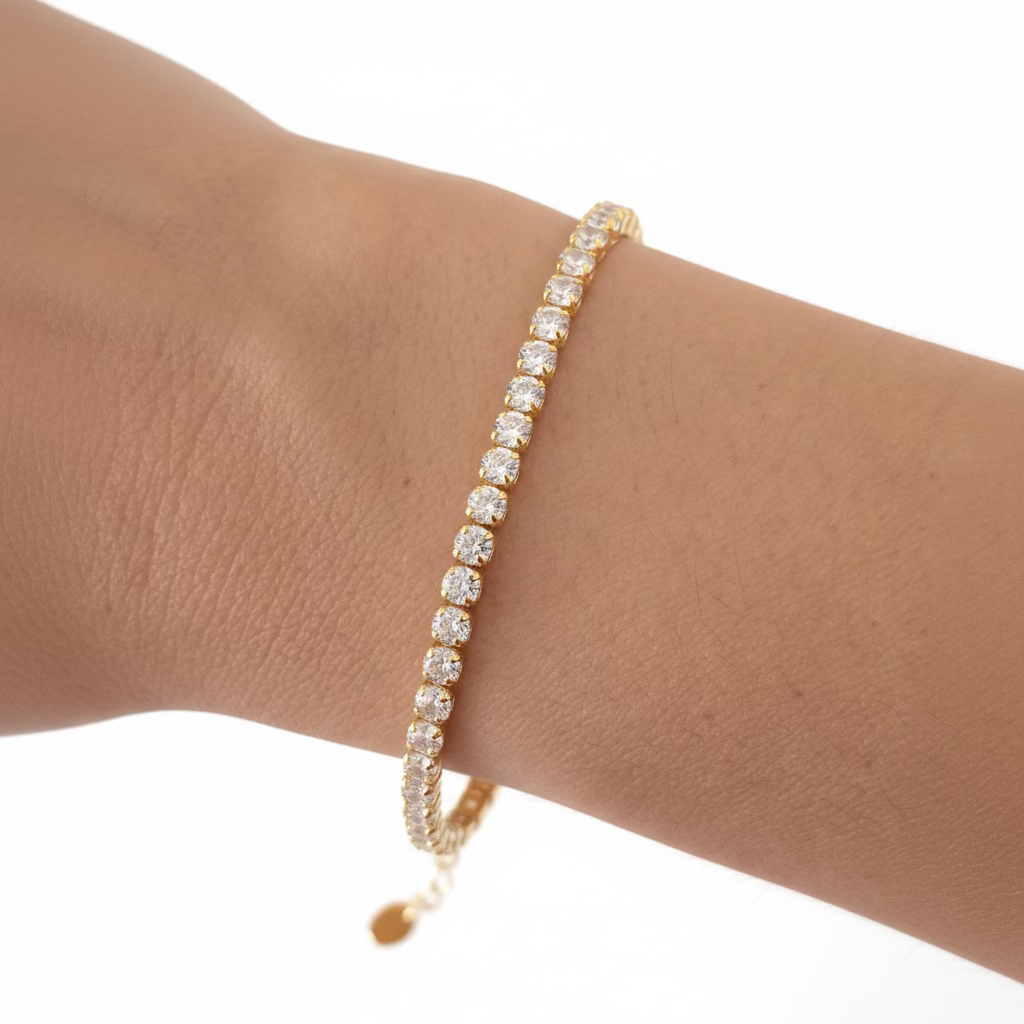 Bracciale Tennis Regolabile in Argento 925 con Zirconi da 3mm (16+4cm)