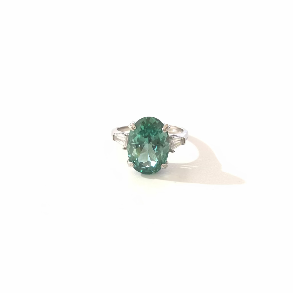 Anello in Argento 925 con Pietra Paraiba Oval di Grandi Dimensioni (10x14mm), Regolabile